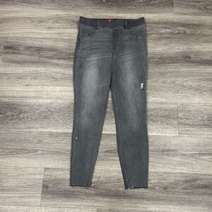 SPANX Gray Denim Jeans Skinny Jegging Large Distressed High Rise